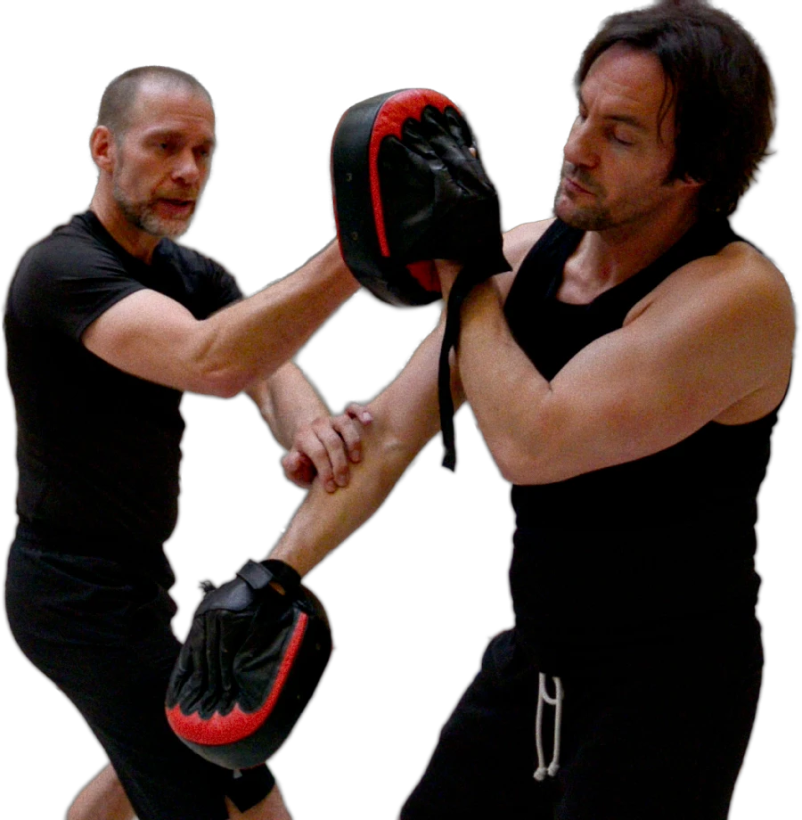 Ming and Marco training with focus mitts